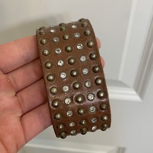 Boho studded brown leather bracelet (adjustable sizing)
